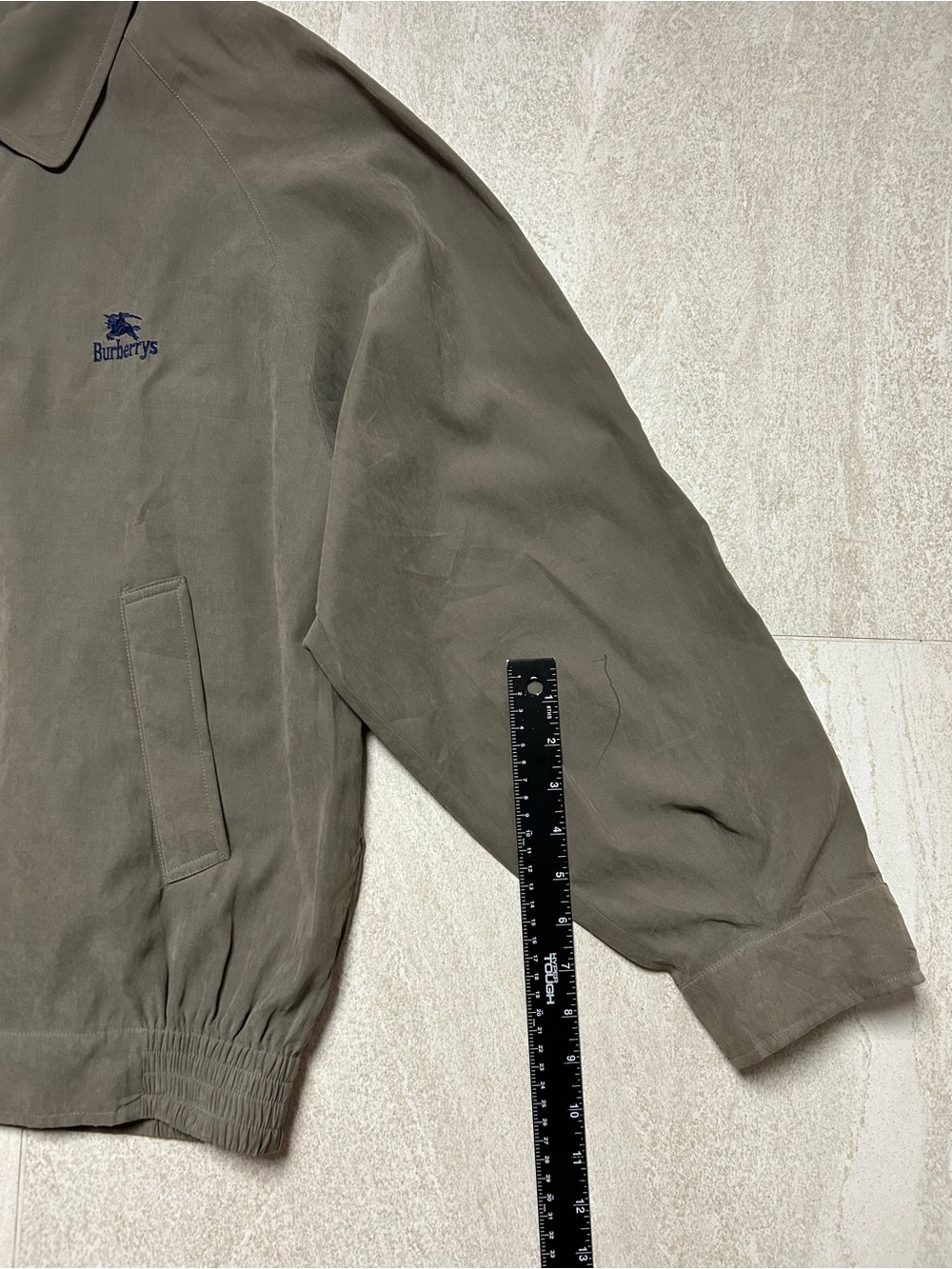 VINTAGE BURBERRY OLIVE GREEN HARRINGTON JACKET EMBROIDERED LOGO NOVA CHECK RARE - Picture 11 of 15